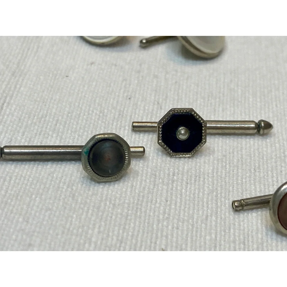 Lot Vintage Art Deco Snap Links Pull Apart Cufflinks Tie Tacks